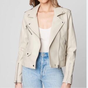 Blank NYC Cream Faux Leather Moto Jacket NWT XS